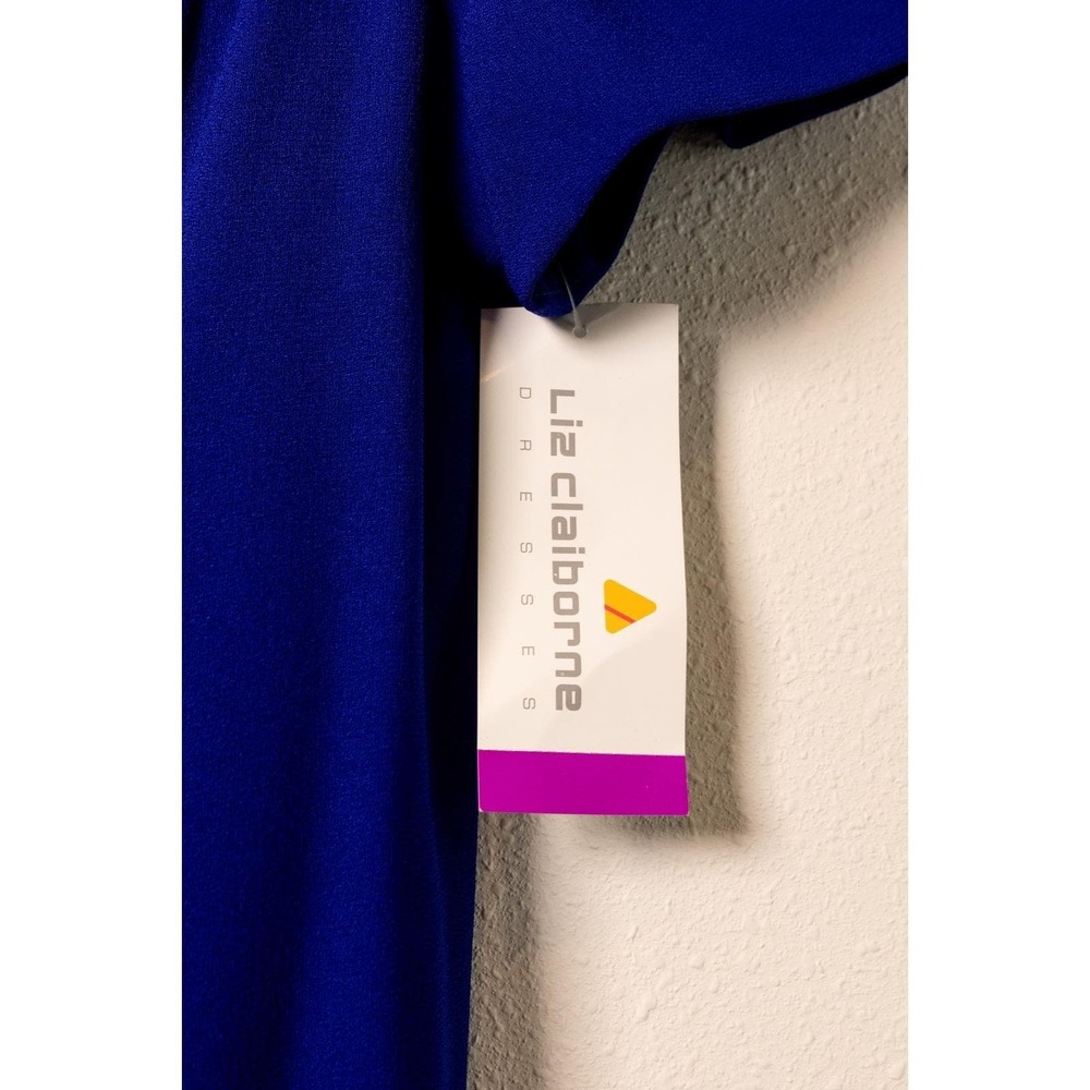 Vintage 90s Deadstock NWT Liz Claiborne Sheath‎ Dress Womens 14 Blue Career Wear - Picture 5 of 9